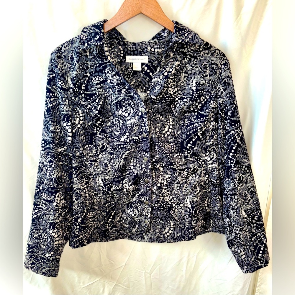 Christopher Banks Button-up Black/White/Gray Snap Front With Pockets Size L